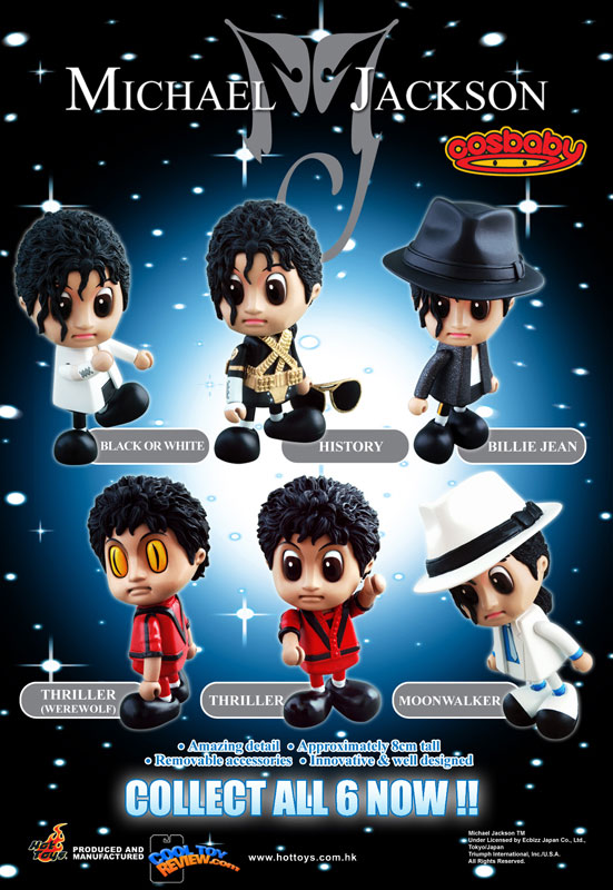 Michael Jackson Cosbaby figures by Hot Toys. <br>  Revealed on January 21, 2009